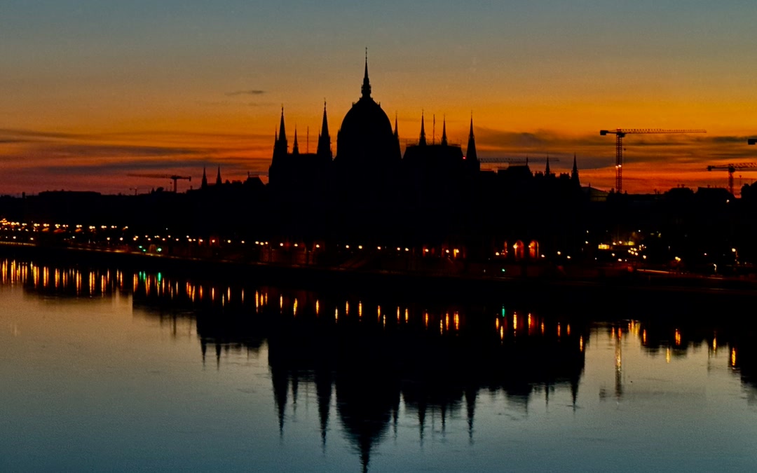 Budapest Parliament at sunset on the Danube