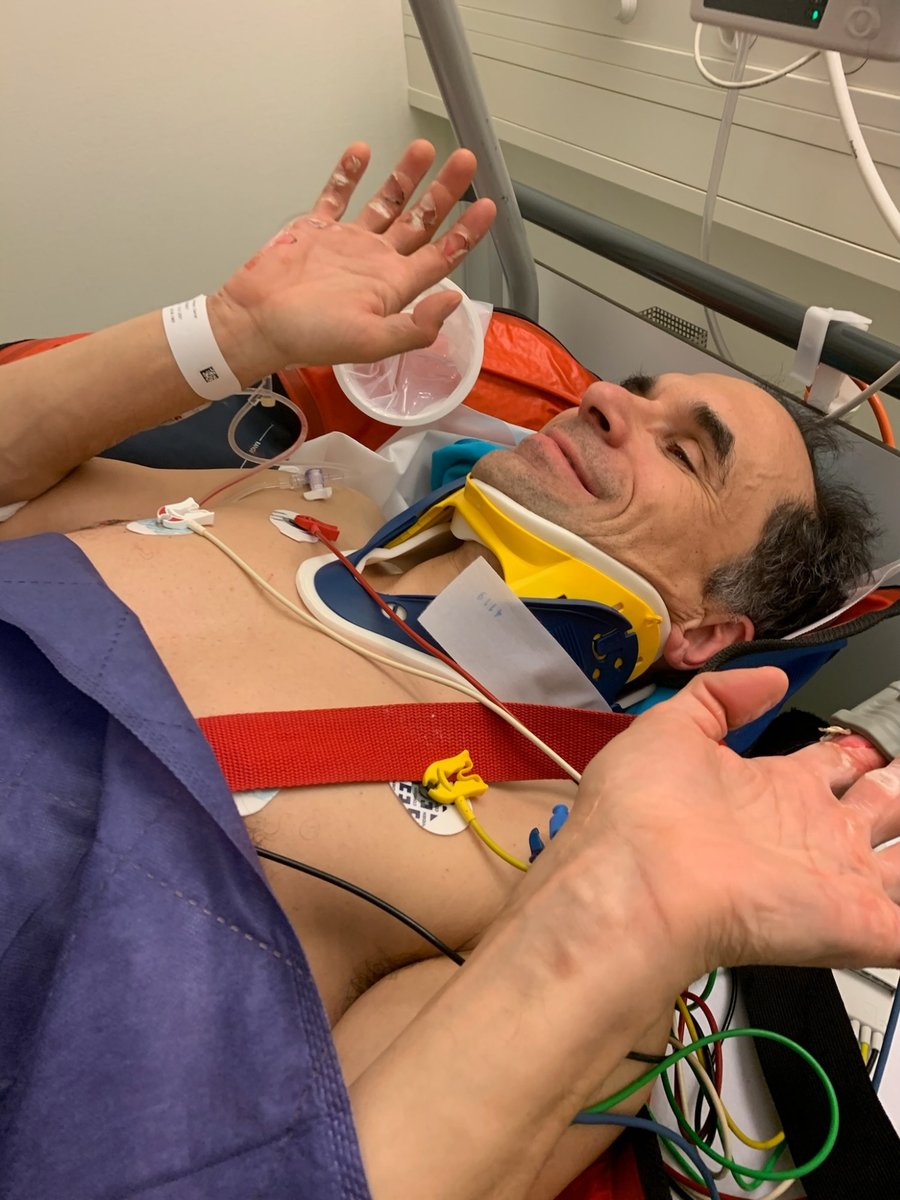 In the emergency room with cervical collar and monitoring