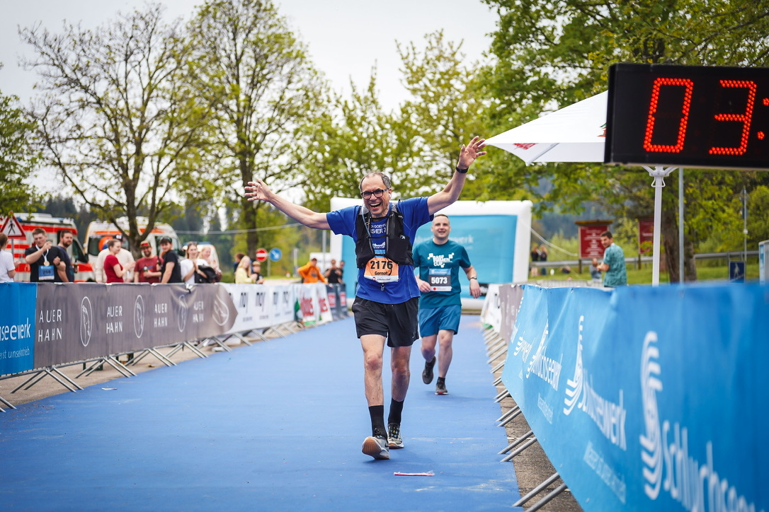 Finish line at the Schluchseelauf running event